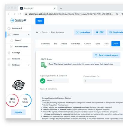 Casting database software